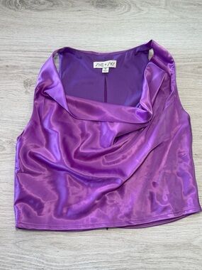 She + Sky Purple Satin Cowl Neck Camisole #P219